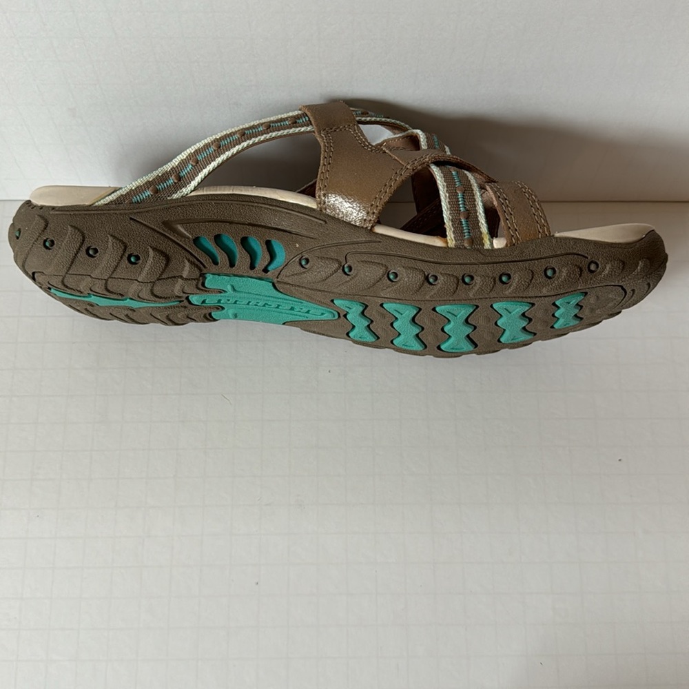 Skechers Reggae Sandals Thong Beige & Turquoise - Picture 9 of 15